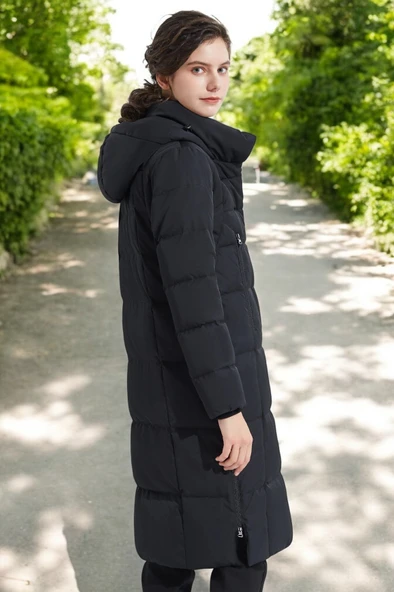 Kışlık Fermuar Detaylı Su Geçirmez Şişme Kadın Mont - Resim 2