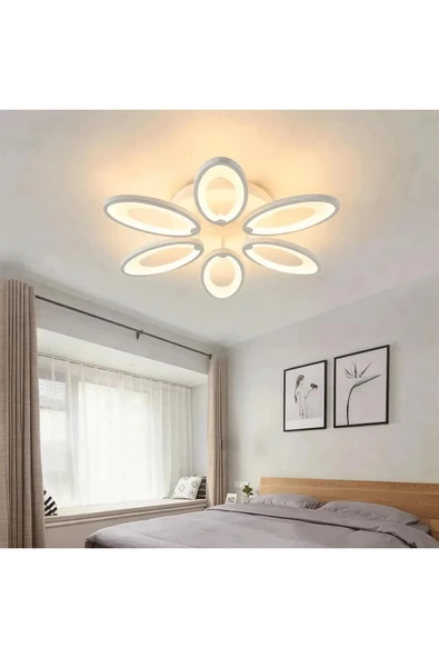Lampiqa Susanna Beyaz Plafonyer Lüks Modern 5'Lİ Günışığı Ledli Avize