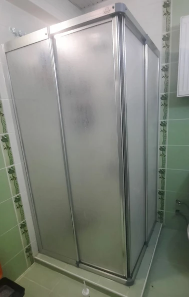 Girayduş 110x110 köşe girişli parlak profil mika duşakabin - 2