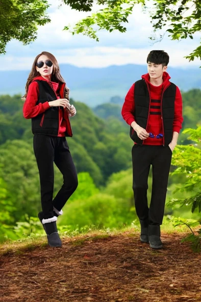 Kışlık Sevgili Kombini Kadın Üçlü Eşofman - 3