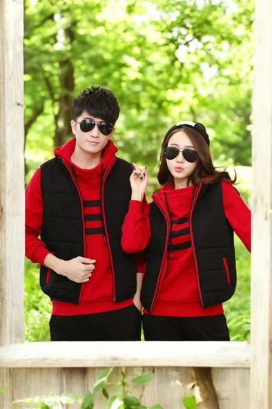 Kışlık Sevgili Kombini Kadın Üçlü Eşofman - 6