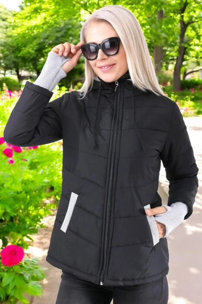 Su Geçirmez Günlük Kısa Rahat Şişme Kadın Mont - Resim 4