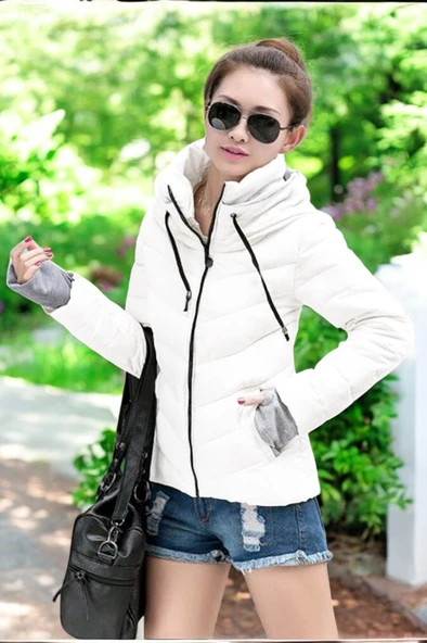 Kışlık Su Geçirmez Şık Kısa Şişme Kadın Mont - 1