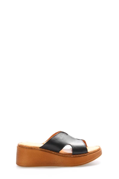 Hakiki Deri  Kadın Dolgu Topuk Terlik 972ZA1260 ürün görseli