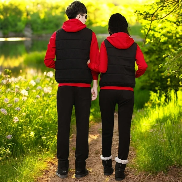 Kışlık Sevgili Kombini Şık Kadın Üçlü Eşofman - 3