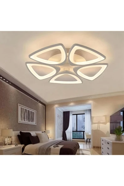 Lampiqa Annetta Beyaz Plafonyer Lüks Modern 5'Lİ Günışığı Ledli Avize