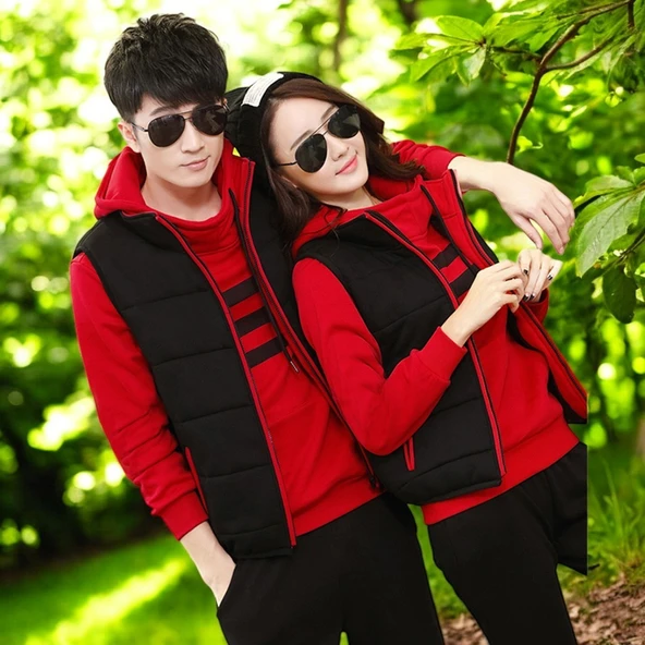 Kışlık Sevgili Kombini Şık Kadın Üçlü Eşofman - 6