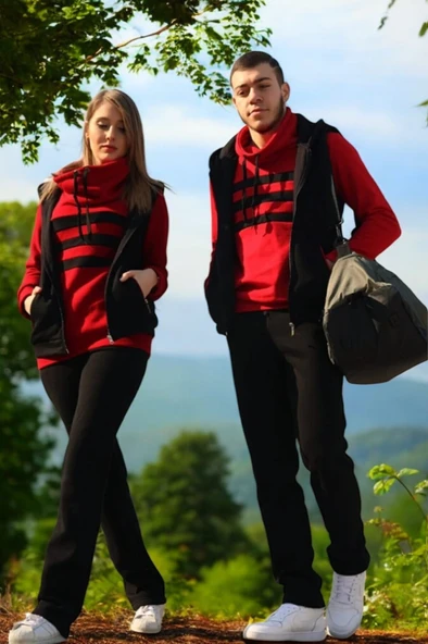 Kışlık Sevgili Kombini Kadın Üçlü Eşofman - 8