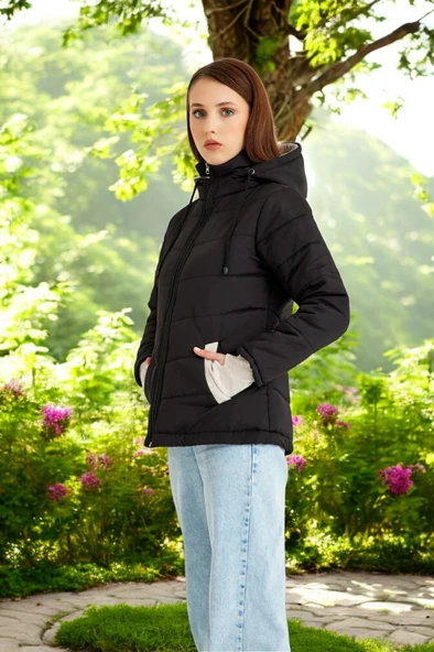 Kışlık Su Geçirmez Kısa Rahat Şişme Kadın Mont - 5