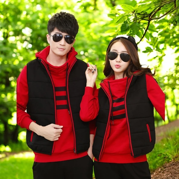 Kışlık Sevgili Kombini Şık Kadın Üçlü Eşofman - 4