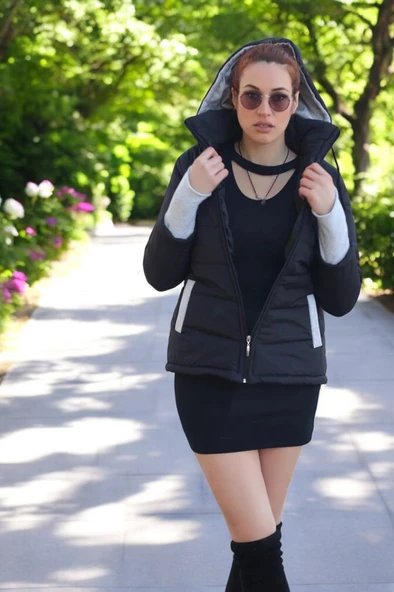 Günlük Su Geçirmez Kısa Rahat Şişme Kadın Mont - 3