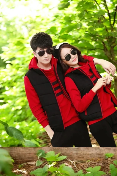 Kışlık Sevgili Kombini Kadın Üçlü Eşofman - 7