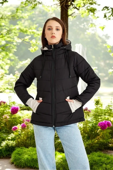 Kışlık Su Geçirmez Kısa Rahat Şişme Kadın Mont ürün görseli 1