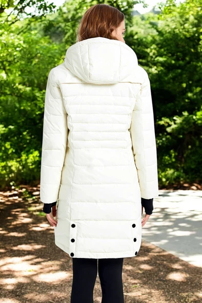 Uzun Boy Kışlık Su Geçirmez Şişme Kadın Mont - 2