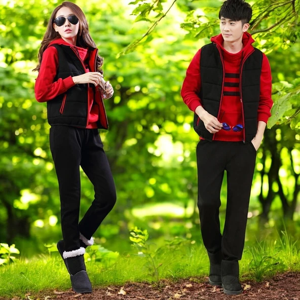 Kışlık Sevgili Kombini Şık Kadın Üçlü Eşofman - 2