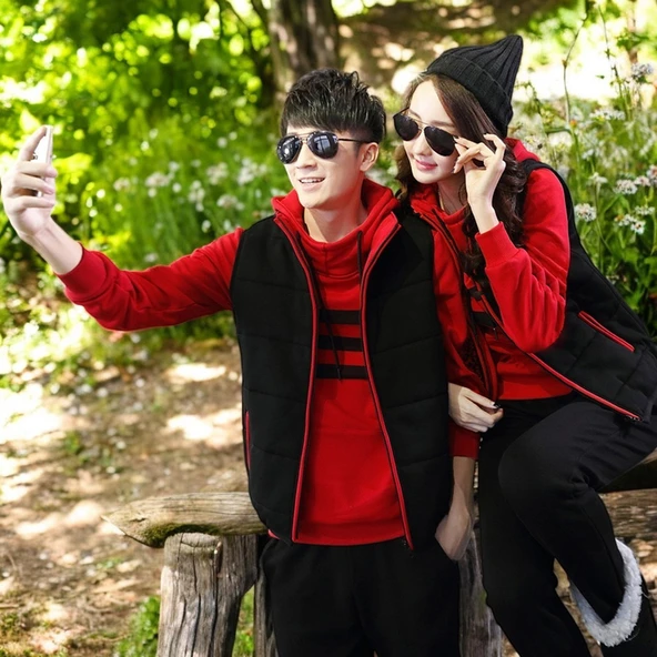 Kışlık Sevgili Kombini Şık Kadın Üçlü Eşofman - 5