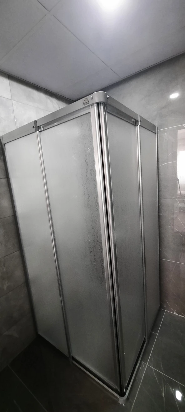 Girayduş 110x110 köşe girişli parlak profil mika duşakabin - 3