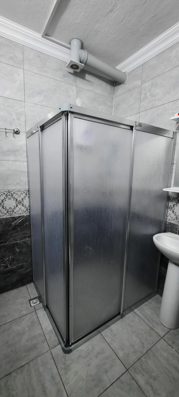 Girayduş 80x90 köşe girişli parlak profil mika duşakabin - 2