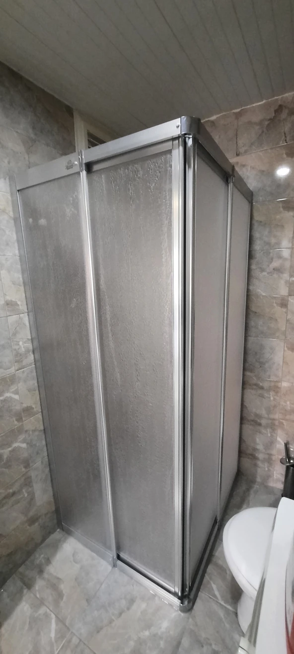 Girayduş 80x80 köşe girişli parlak profil mika duşakabin - 2