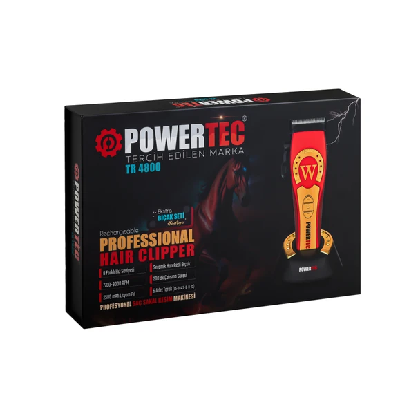 TR-4800 Tam Profesyonel 9.000rpm 8 Kademeli Saç-Sakal Kesim Makinesi +Yedek Seramik Bıçak Seti - Resim 12