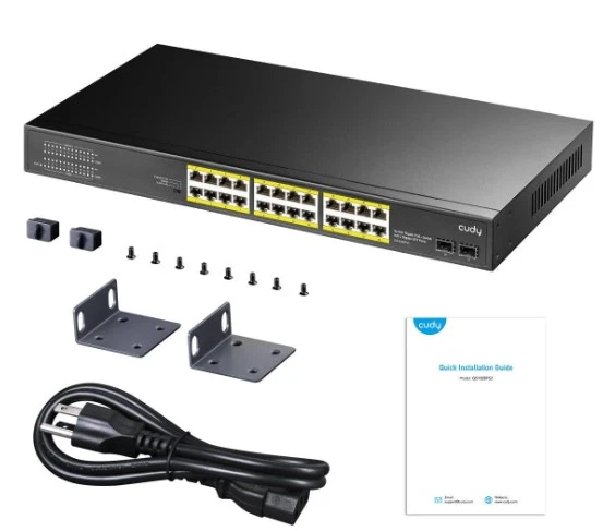 Cudy GS1028PS2 24 Port 10/100/1000Mbps 2*SFP VLAN&Extend 300W 19" Rock-Mount POE+ Ethernet Switch