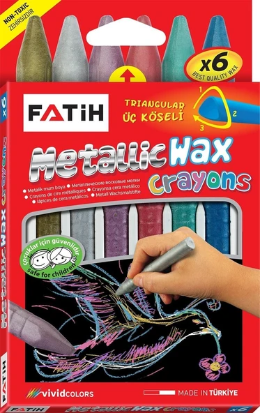 Fatih Mum Pastel Boya Wax Crayons Metalic Kısa 6 Renk | 50180
