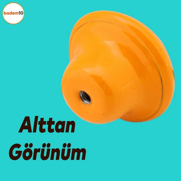 (10 ADET) Noktalı Düğme Mantar Turuncu Metal Mobilya Çekmece Dolap Dolabı Kapak Kulpu Kulbu Kulpları - 6