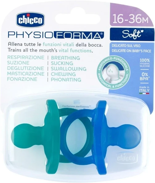 Chicco PhysioForma Soft 2'li Silikon Emzik 16-36 Ay Erkek - 4