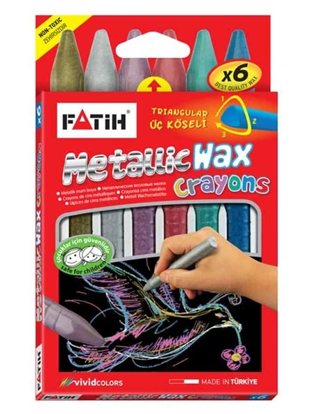Fatih Mum Pastel Boya Wax Crayons Metalic Kısa 6 Renk | 50180 - 2