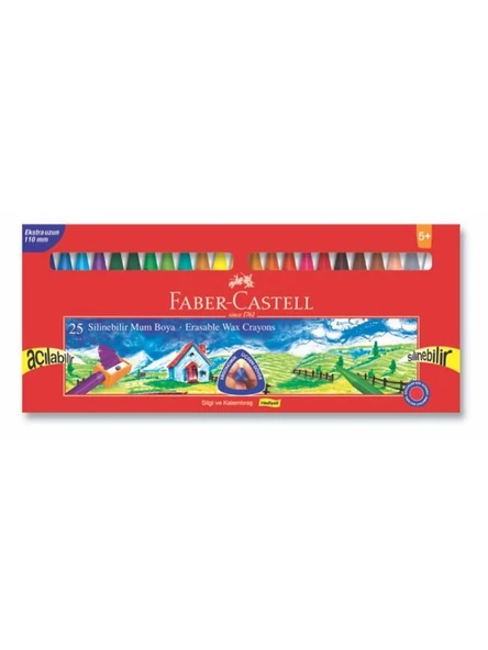 Faber Castell Silinebilir Mum Boya 25 Renk Wax Crayon Karton Kutu - 2
