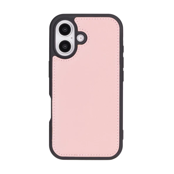 Apple iPhone 16 Plus uyumlu, Hakiki Deri, El Yapımı, Cüzdanlı Kılıf, Toz Pembe - 5
