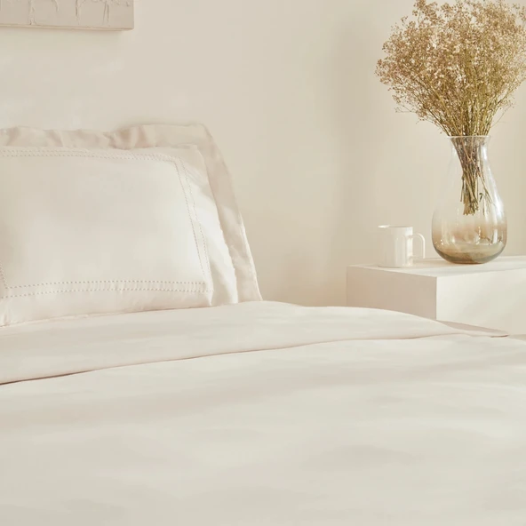 Karaca Home White Collection Felves %100 Pamuk Çift Kişilik Nevresim Takımı Bej - 3