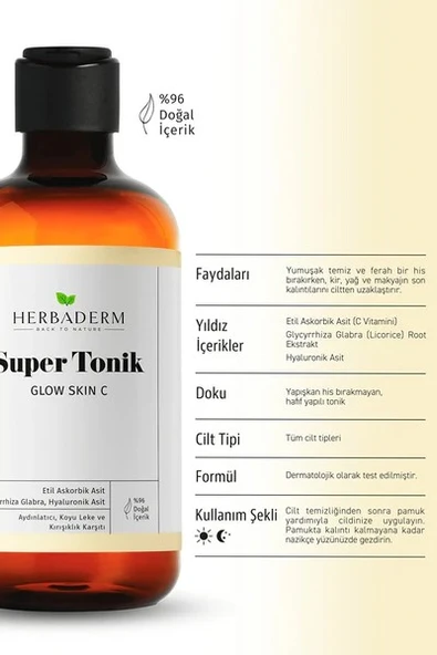 super tonik glow skin c aydınlatıcı, leke ve kırışıklık karşıtı 250 ml - 2