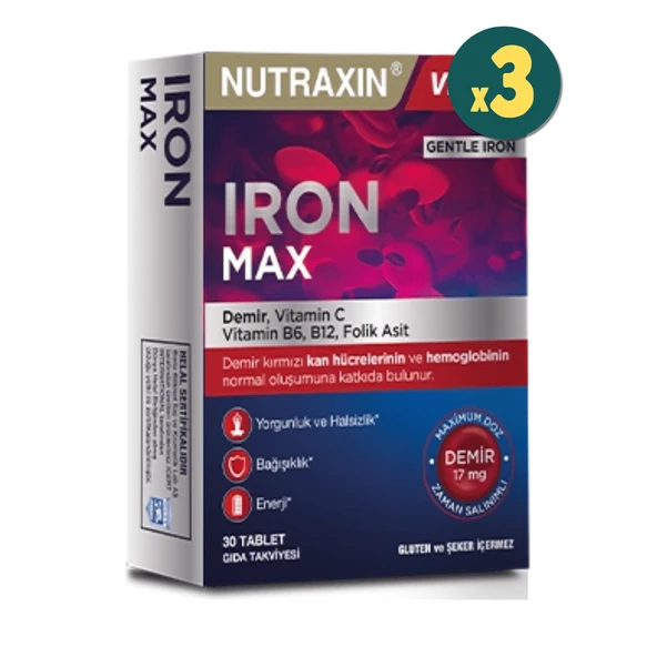 Nutraxin Iron Max 17 mg 30 Tablet 3 Adet