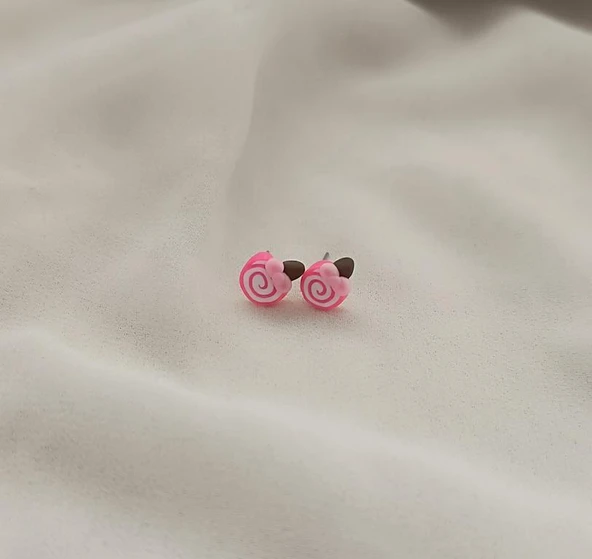 Küpe Lolipop Şeker Küpe Kadın Kız Çocuk Pembe - 3