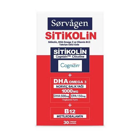 Sorvagen Smart Sitikolin DHA Omega 3 ve B12 30 Kapsül