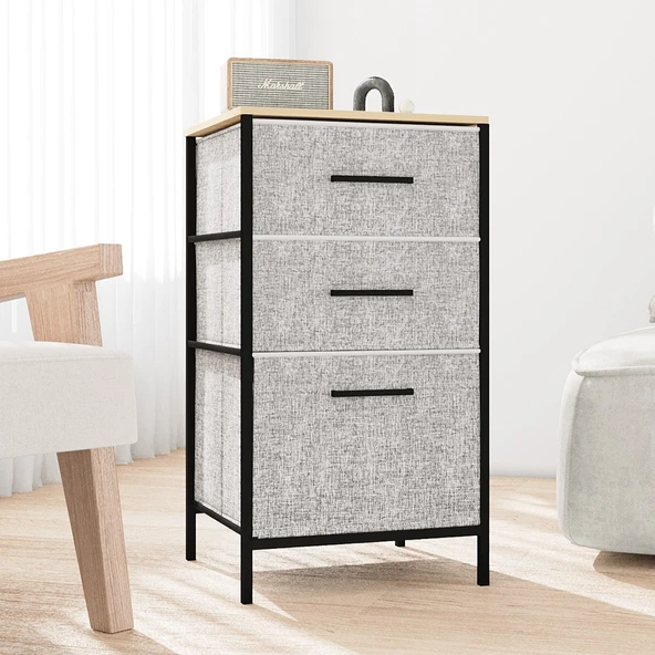 Çok Amaçlı Dolap 3 Çekmeceli Orta Boy Komodin Sehpa Gri 1600 - 4