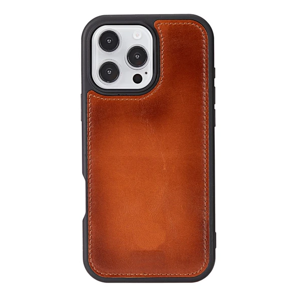 Apple iPhone 16 Pro Max uyumlu, Hakiki Deri, El Yapımı, Cüzdanlı Kılıf, Gölgeli Taba - 3