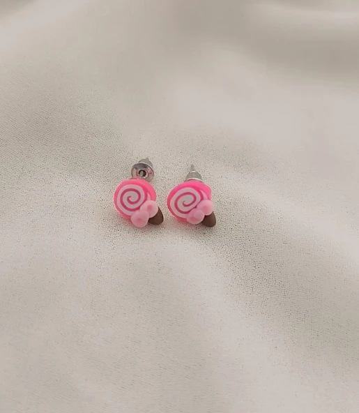 Küpe Lolipop Şeker Küpe Kadın Kız Çocuk Pembe