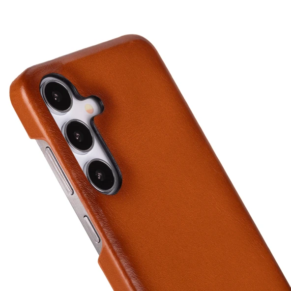 Samsung Galaxy S25 Uyumlu, Hakiki Deri, El Yapımı Arka Kapak, Gölgeli Taba - 2