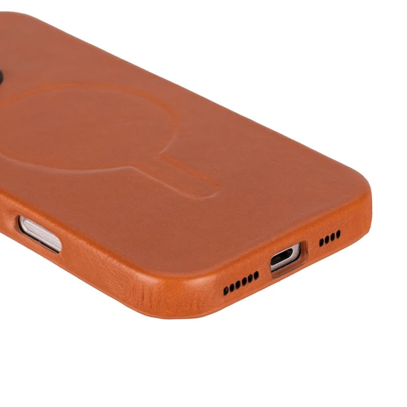 Apple iPhone 16 Pro Max uyumlu, Hakiki Deri, El Yapımı Kılıf, Gölgeli Taba - 5