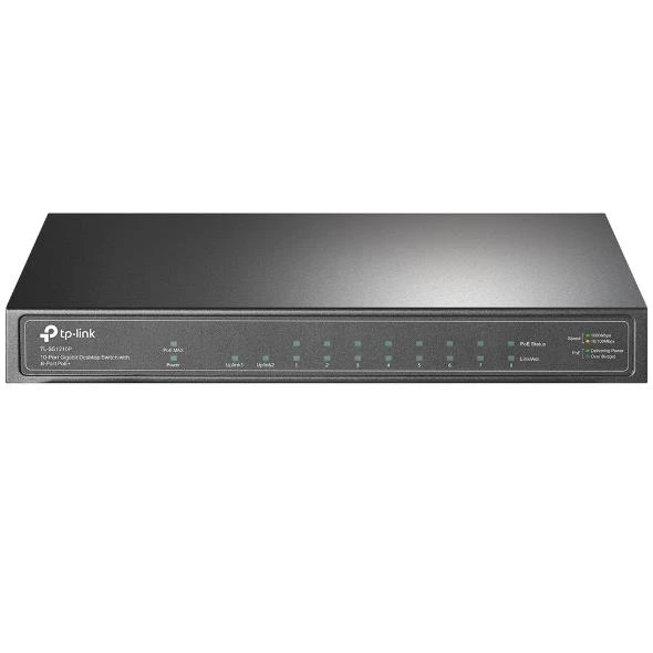 TP-LINK TL-SG1210P 8 PORT GIGABIT + 1X GIGABIT RJ45/SFP UPLINK 63W POE METAL KASA SWITCH