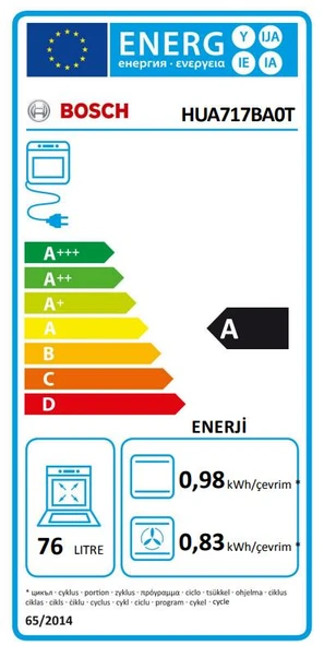 BOSCH HUA717BA0T 76LT BUHAR DESTEKLİ ANKASTRE FIRIN SİYAH - 6