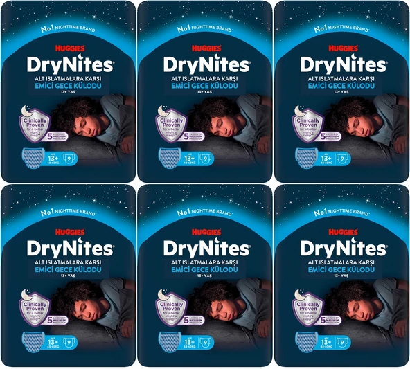 Drynites Emici Gece Külodu/Külot Bez Erkek 13+ Yaş (48-60KG) X Large 54 Adet (6PK*9) ürün görseli