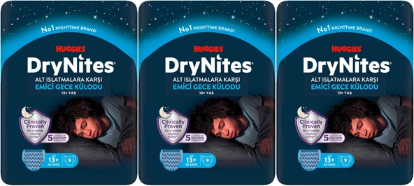 Drynites Emici Gece Külodu/Külot Bez Erkek 13+ Yaş (48-60KG) X Large 27 Adet (3PK*9) ürün görseli