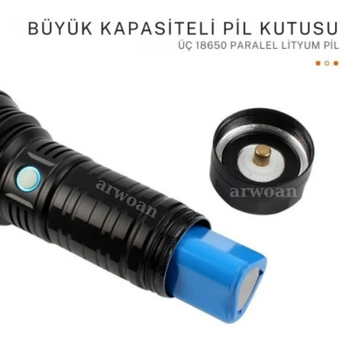 USB Şarj Edilebilir El Feneri – Taşınabilir, Dayanıklı ve Su Geçirmez Kamp Işığı - 4