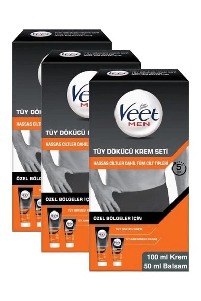 Veet Men Tüy Dökücü Krem Seti 100 ml + 50 ml 3 Adet