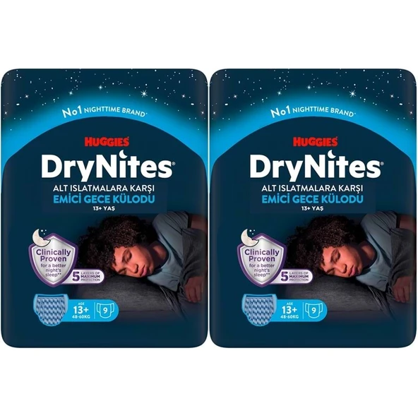 Drynites Emici Gece Külodu/Külot Bez Erkek 13+ Yaş (48-60KG) X Large 18 Adet (2PK*9) ürün görseli