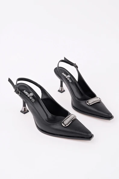 Muggo HEELS Arkası Açık Toka Detaylı Günlük Klasik Topuklu Kadın Stiletto Ayakkabı - 2