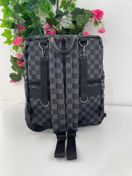 Unisex Sırt Çantası Kareli Siyah Gr - 3